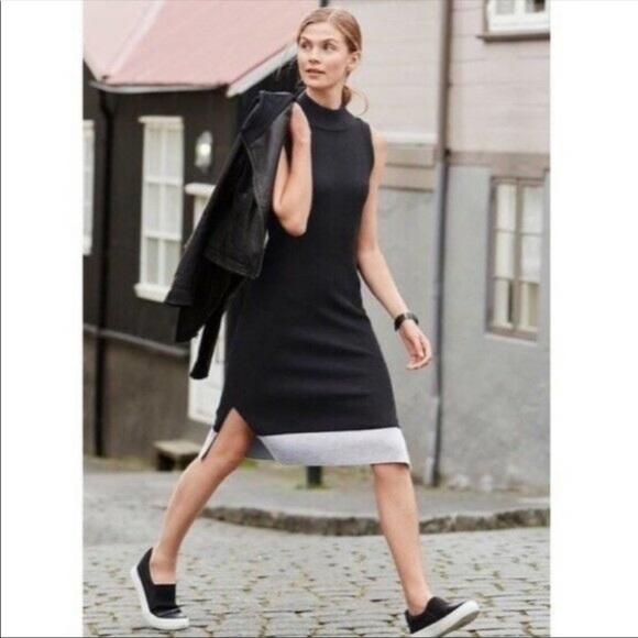 Athleta Dresses & Skirts - Athleta Winterlude Knit Wool Color Block Mock Neck Dress